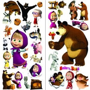 „Maša ir lokys“ 3D Masha and the bear vaikų kambario sienų lipdukai