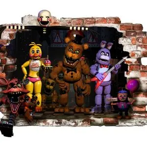 „FNAF“ 3D vaikų kambario sienų lipdukai