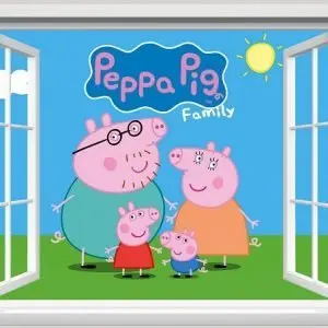 „Peppa pig family“ 3D vaikų kambario sienų lipdukai