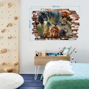 „Dinozaurai“ 3D vaikų kambario sienų lipdukai