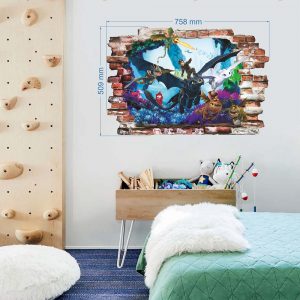 „Dragons“ 3D vaikų kambario sienų lipdukai