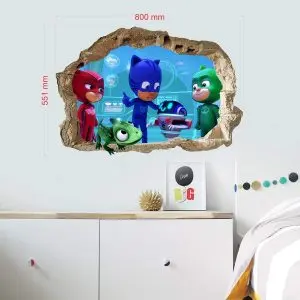 „PJ Masks“ 3D vaikų kambario sienų lipdukai